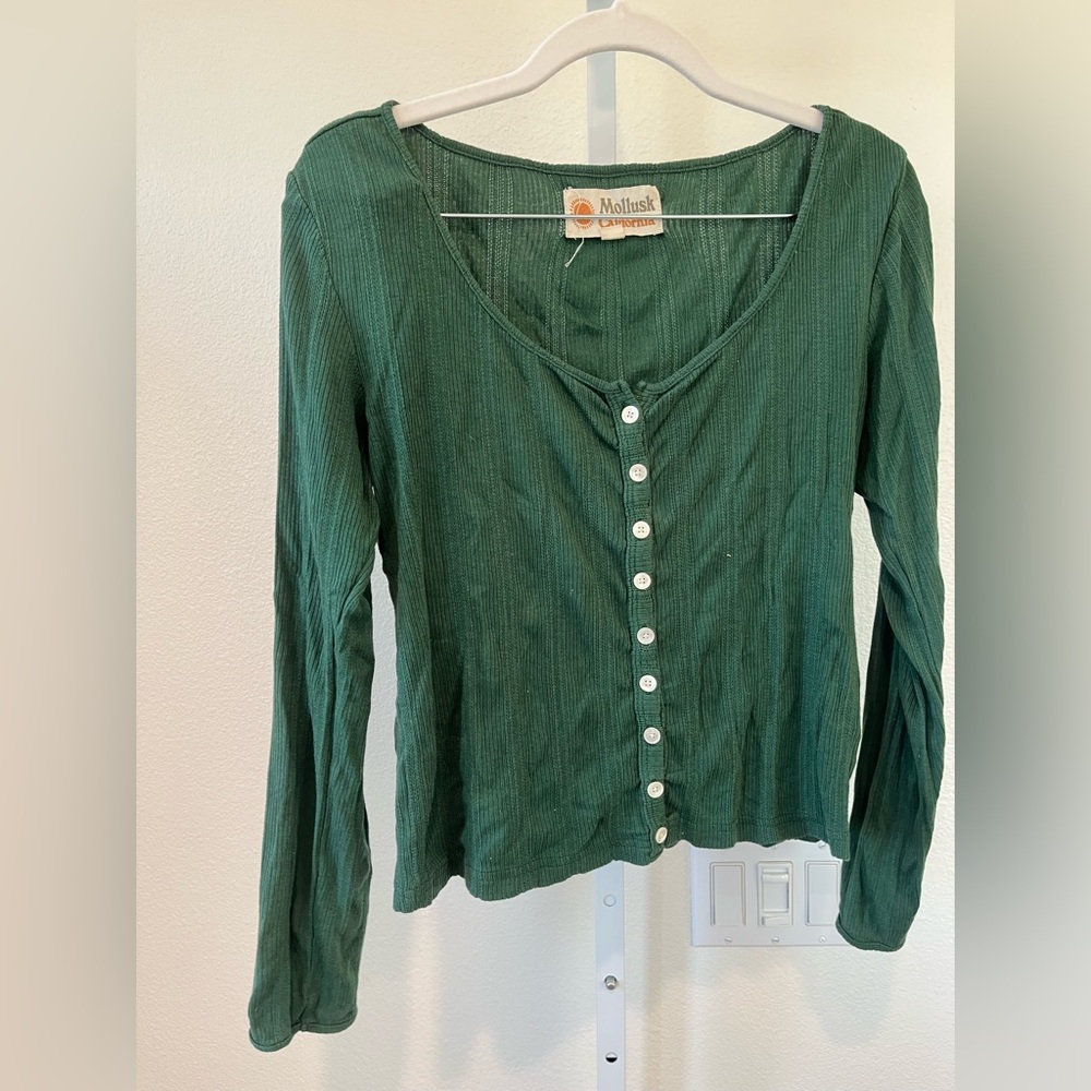 Women's Forest Green Button Down Shirt